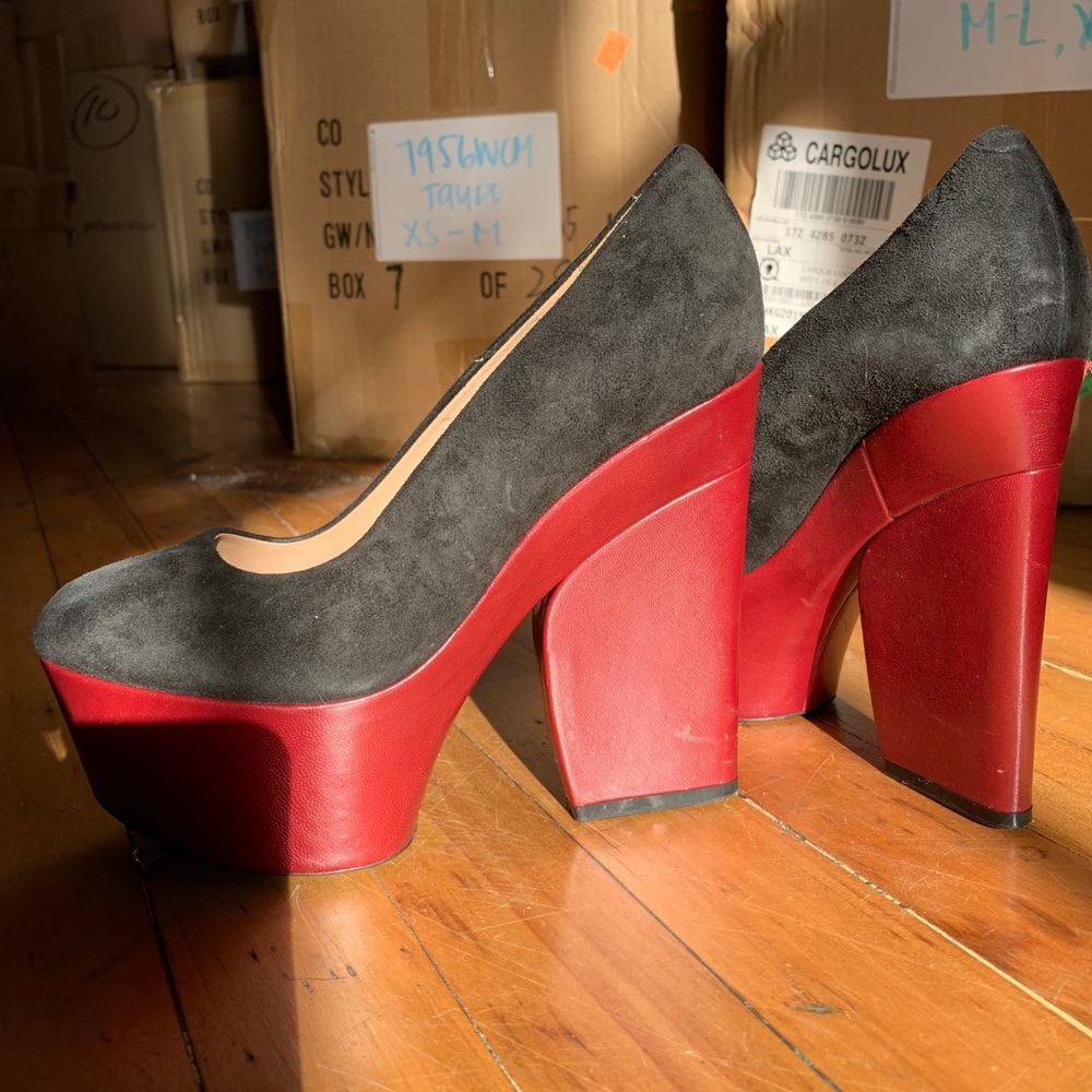 Celine Phoebe Philo Suede pump heel platform